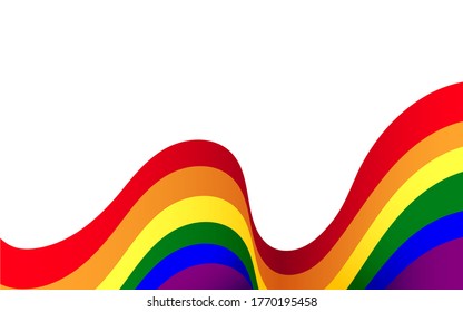 Wave line curve LGBT rainbow flag of lesbian, gay, and bisexual colorful concept background vector illustration