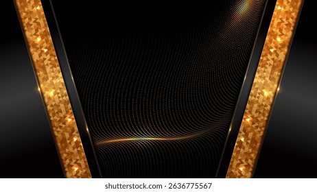 Wave line effect and luxury abstract golden line on black background 1920x1080 px, vector art for festival, wallpaper banner, business invitation card, elegant modern, not AI generated