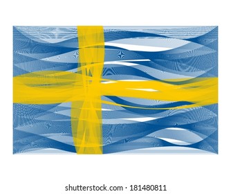 Wave line flag of Sweden