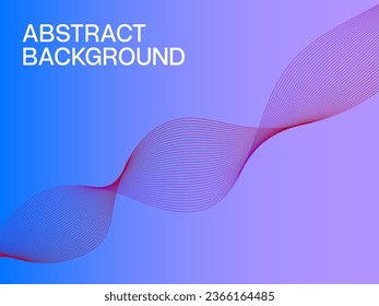 Wave line of flowing particles abstract vector background, smooth curvy shape lines fluid array