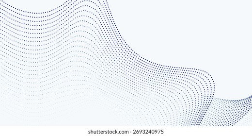 Wellenlinie von fließenden Teilchen abstrakter Vektorhintergrund, glatte kurvige Form Punkte Fluidarray. 3D Form Punkte Mischgewebe, futuristische Zukunft