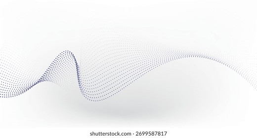 Wave line of flowing particles abstract vector background, smooth curvy shape dots fluid array. shape illustrations dynamic wave simple