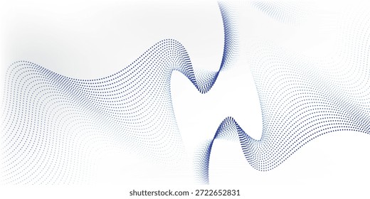 Línea de onda de partículas que fluyen fondo de Vector abstracto, forma curvilínea lisa puntos de Fondo de pantalla viejo moderno