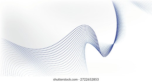 Línea de onda de partículas que fluyen fondo de Vector abstracto, forma curvilínea lisa puntos Fondo de pantalla viejo