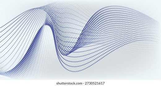 Wellenlinie von fließenden Teilchen abstrakter Vektorhintergrund, glatte kurvige Form Punkte Fluidarray. zukünftige Illustrationen