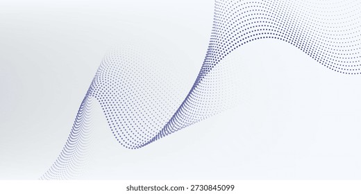 Wave line of flowing particles abstract vector background, smooth curvy shape dots fluid array. wallpaer neutral good nice art