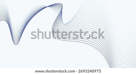 Wave line of flowing particles abstract vector background, smooth curvy shape dots fluid array. 3d shape dots blended mesh, futuristic
