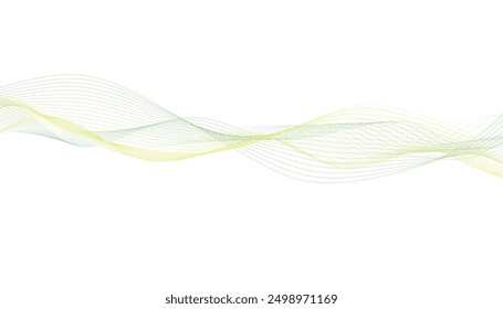 Wave line gradient background. Summer and nature background. Transparent horizontal green wave on white.