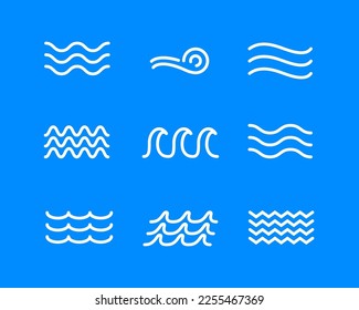 Wave line icon water vector sea flat ocean graphic symbol. Wave minimal logo