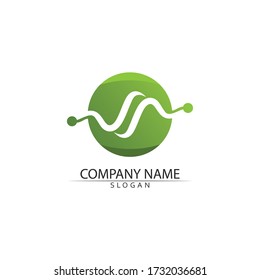 logotipo del ecualizador de vectores de sonido y música de línea de onda
