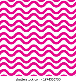 Wave line pattern in pink on white background