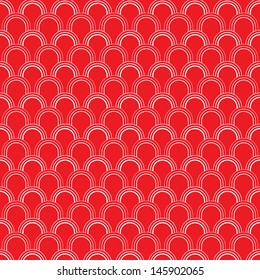 Wave Line Pattern in white outlines on red background