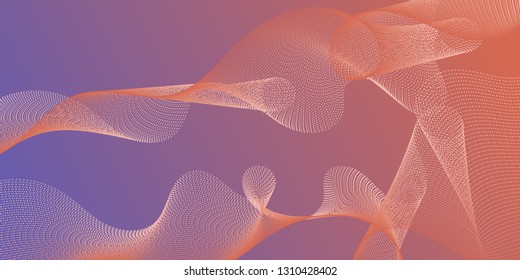 Wave line ribbon advanced background. Blend curves minimal 3d banner or flyer background. Modern bent lines ripple effect graphics. Technological optical fiber concept vector.