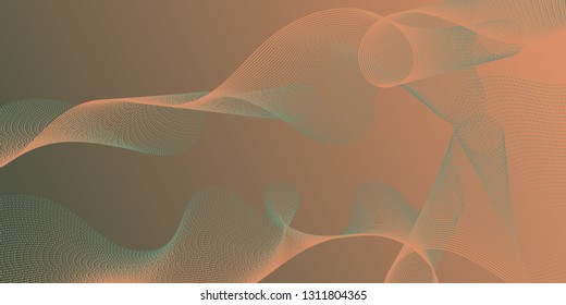 Wave line ribbon advanced background. Contemporary vector graphics with bent waves. Modern bent lines ripple effect graphics. Overlapping curves card backdrop simple design.
