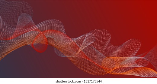 Wave line ribbon advanced background. Contemporary vector graphics with bent waves. Modern curl lines ripple texture design. Reticulated intersecting curves geometry backdrop.