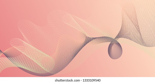 Wave line ribbon advanced background. Technological optical fiber concept vector. Modern bent lines ripple effect graphics. Scientific researches dynamic curves web trendy background.