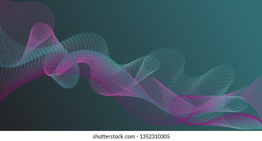 Wave line ribbon advanced background. Colorful fashionable poster smoky vector pattern. Modern curl lines ripple texture design. Overlapping curves card backdrop simple design.
