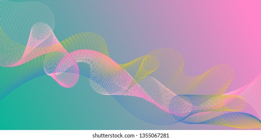 Wave line ribbon advanced background. Blend curves minimal 3d banner or flyer background. Modern curl lines ripple texture design. Technological optical fiber concept vector.