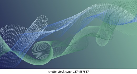 Wave line ribbon advanced background. Colorful fashionable poster smoky vector pattern. Modern bent lines ripple effect graphics. Gradient curves flow effect illusion fancy background.