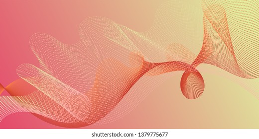 Wave line ribbon advanced background. Colorful fashionable poster smoky vector pattern. Modern bent lines ripple effect graphics. Scientific researches dynamic curves web trendy background.