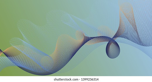 Wave line ribbon advanced background. Scientific researches dynamic curves web trendy background. Modern bent lines ripple effect graphics. Technological optical fiber concept vector.