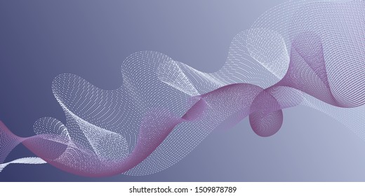 Wave line ribbon advanced background. Technological optical fiber concept vector. Modern bent lines ripple effect graphics. Scientific researches dynamic curves web trendy background.