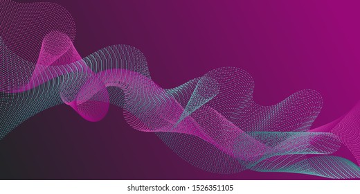 Wave line ribbon advanced background. Smooth filament curves motion creative background. Modern curl lines ripple texture design. Technological optical fiber concept vector.
