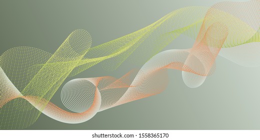 Wave line ribbon advanced background. Colorful fashionable poster smoky vector pattern. Modern bent lines ripple effect graphics. Scientific researches dynamic curves web trendy background.