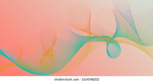 Wave line ribbon advanced background. Reticulated intersecting curves geometry backdrop. Modern bent lines ripple effect graphics. Contemporary vector graphics with bent waves.