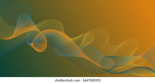 Wellenlinienband, fortgeschrittener Hintergrund. Retikulatierte Schnittkurven bilden den geometrischen Hintergrund. Moderne Curl-Linien reißen Textur-Design. Farbiges modisches Plakatmuster rauchiger Vektorillustration.