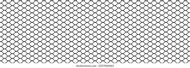 Wave line seamless pattern. Wavy thin stripes pattern. Black horizontal water curve lines texture. Simple monochrome black and white background. Editable stroke.