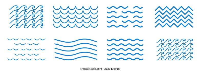 Wave line set vector icon