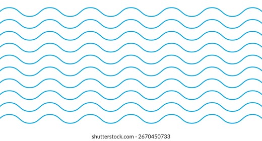 Conjunto de líneas de onda. Ondas de agua de Vector. Patrón de adorno de onda. Conjunto de líneas onduladas en zigzag. Fondo de línea delgada ondulada.