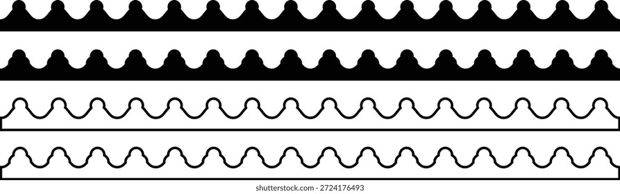 Conjunto de líneas de onda. Ondas de agua de Vector. Patrón de adorno de onda. Conjunto de líneas onduladas en zigzag. Fondo de línea delgada ondulada. subrayado Horizontal en zigzag y ondulado.