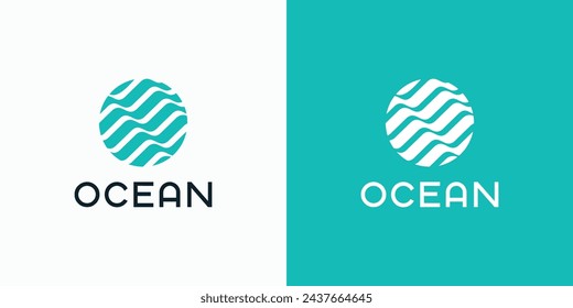 Wave line silhouette vector logo design with modern, simple, clean and abstract style.