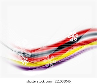 Línea de ondas con copos de nieve. fondo abstracto vectorial de Navidad, plantilla de presentación de vacaciones de negocios