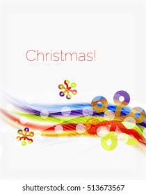 Wave line with snowflakes. Christmas vector abstract background, business holiday presentation template