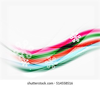 Wave line with snowflakes. Christmas vector abstract background, business holiday presentation template