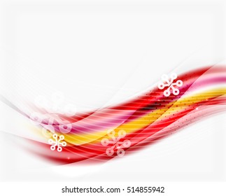 Wave line with snowflakes. Christmas vector abstract background, business holiday presentation template