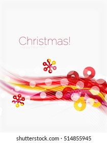 Wave line with snowflakes. Christmas vector abstract background, business holiday presentation template