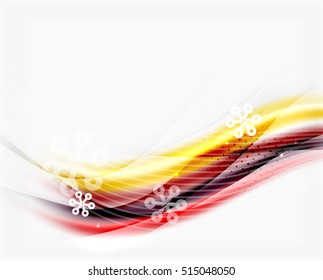 Wave line with snowflakes. Christmas vector abstract background, business holiday presentation template