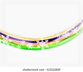 Línea de ondas con copos de nieve. fondo abstracto vectorial de Navidad, plantilla de presentación de vacaciones de negocios
