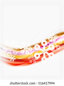 Wave line with snowflakes. Christmas vector abstract background, business holiday presentation template