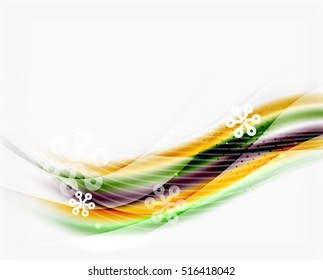 Wave line with snowflakes. Christmas vector abstract background, business holiday presentation template