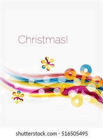 Línea de ondas con copos de nieve. fondo abstracto vectorial de Navidad, plantilla de presentación de vacaciones de negocios