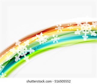 Línea de ondas con copos de nieve. fondo abstracto vectorial de Navidad, plantilla de presentación de vacaciones de negocios