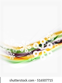 Wave line with snowflakes. Christmas vector abstract background, business holiday presentation template