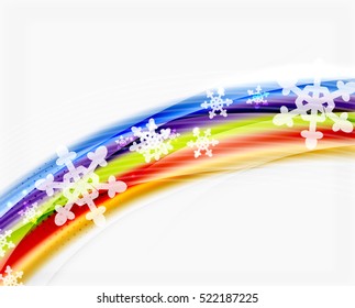 Línea de ondas con copos de nieve. fondo abstracto vectorial de Navidad, plantilla de presentación de vacaciones de negocios