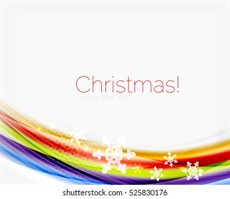 Wave line with snowflakes. Christmas vector abstract background, business holiday presentation template