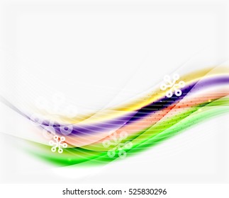 Línea de ondas con copos de nieve. fondo abstracto vectorial de Navidad, plantilla de presentación de vacaciones de negocios